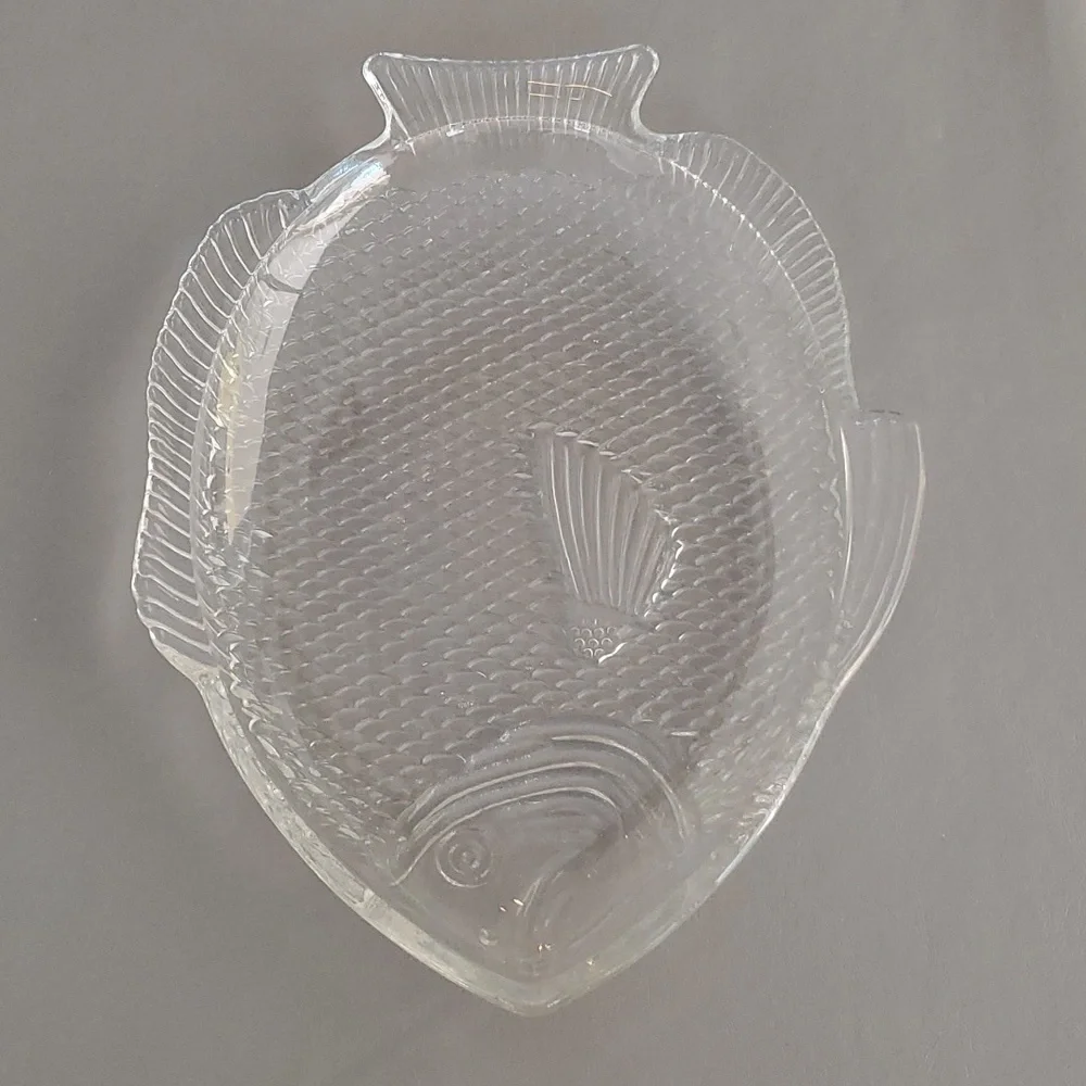 Anchor Hocking Vintage Fish Shaped Oven-Proof Clear Glass Platter